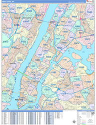 New York Wall Map Color Cast Style 2026